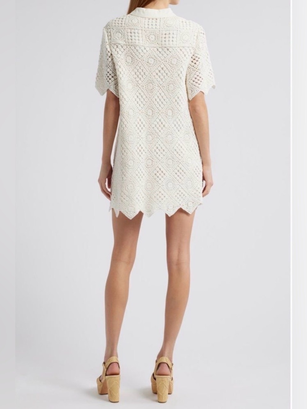 SAYLOR Cream Crochet Button-Front Dress